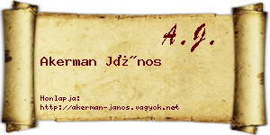 Akerman János névjegykártya